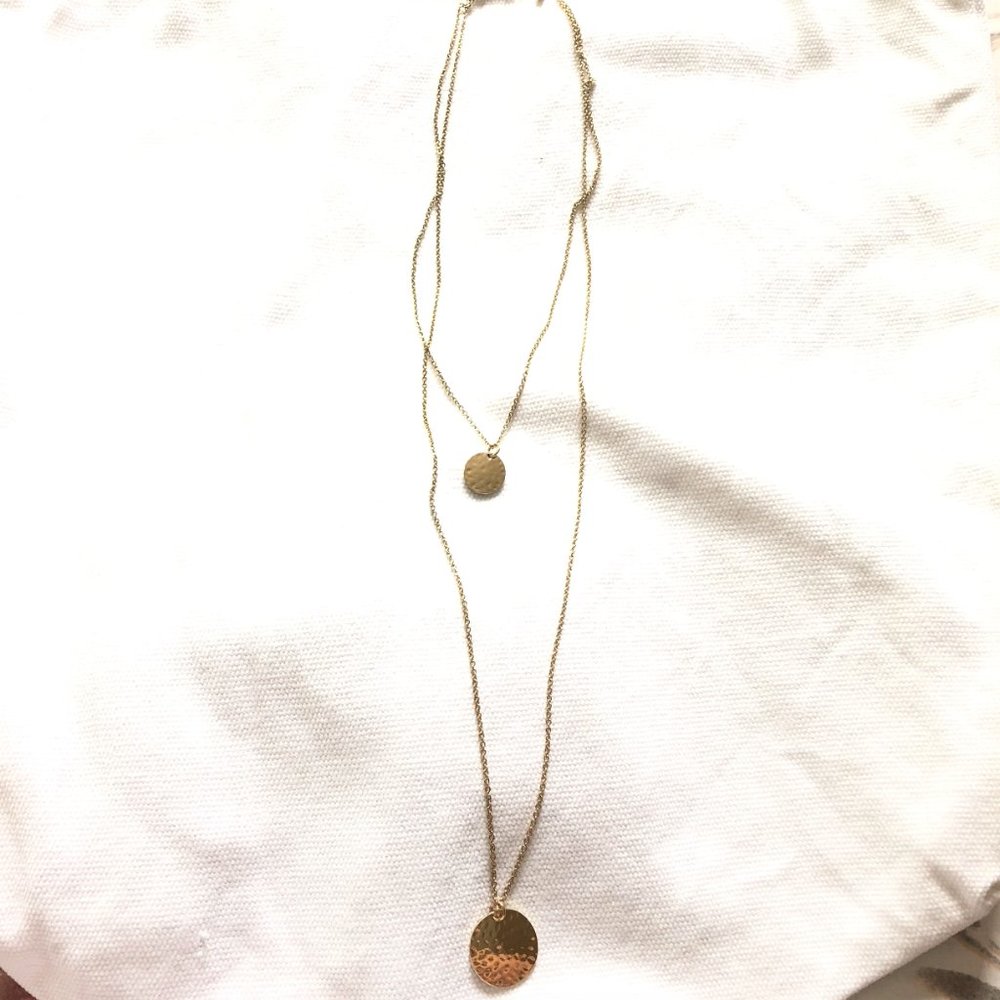 2/$15 Forever 21 Double Hammered Pendant Necklace